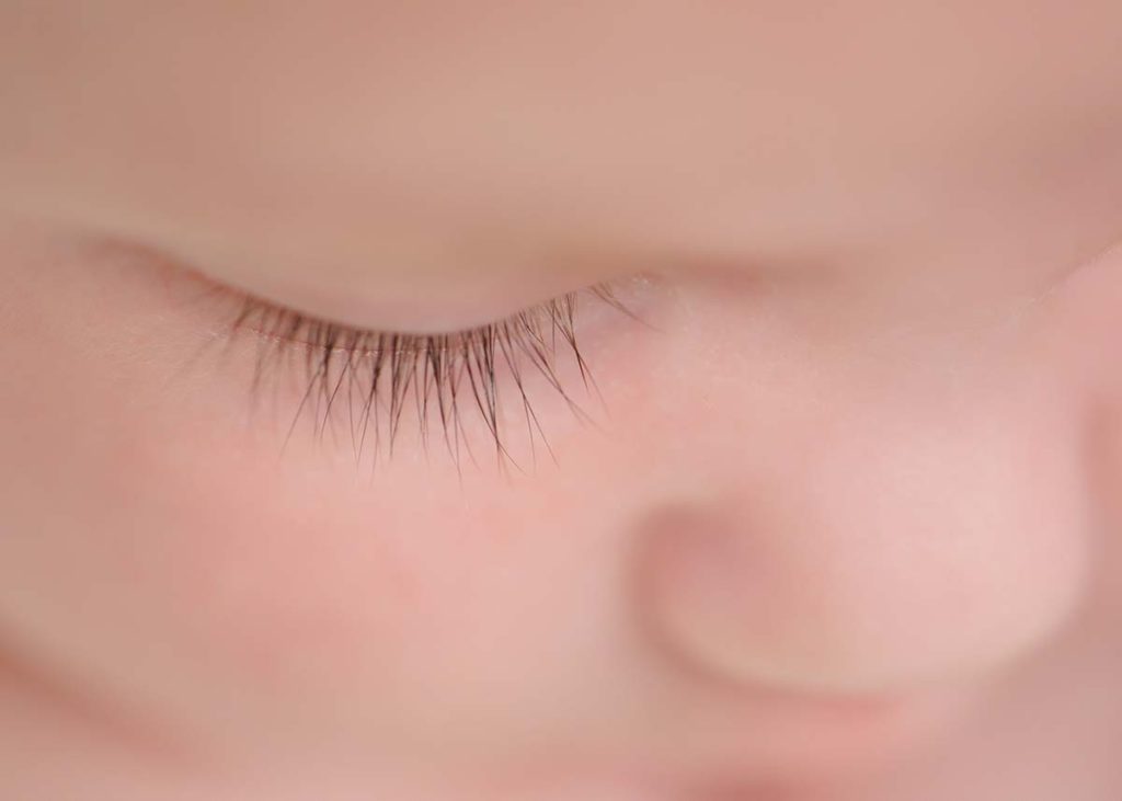 Close up photo of a baby's eyelashes