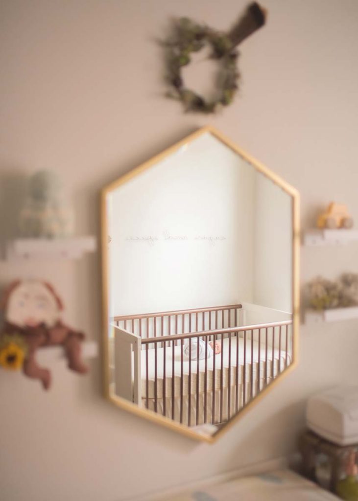 Modern nursery with a baby sleeping in a crib