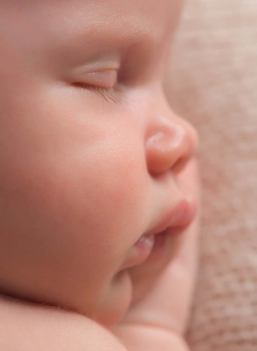 Close-up image of baby's face as professionally photographed